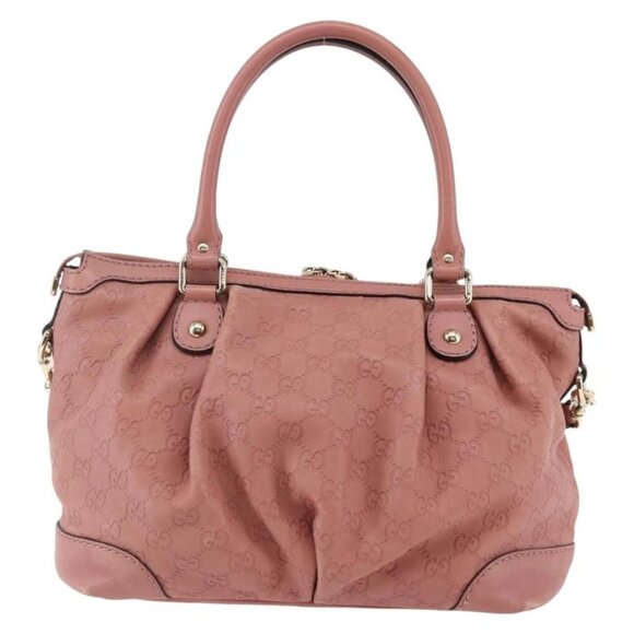 GUCCI GG Canvas Guccissima Hand Bag Leather 2way Pink Gold 247902 Auth 145986 - Picture 3 of 16